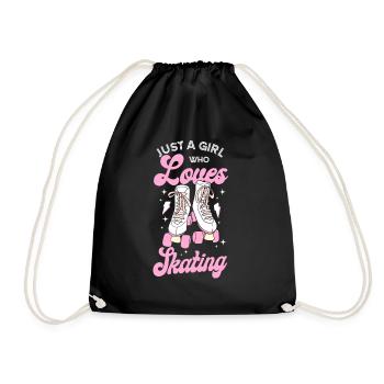 Cool Roller Skating Skate Girl - Drawstring Bag - black - Front