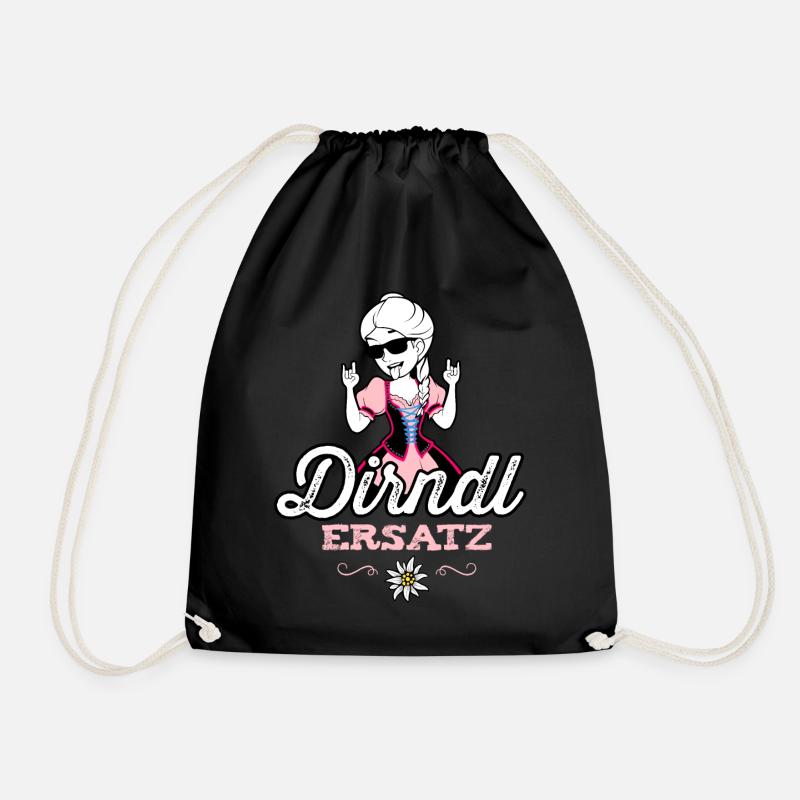 Dirndl Ersatz Damen Trachtenshirt Kind - Turnbeutel - Schwarz