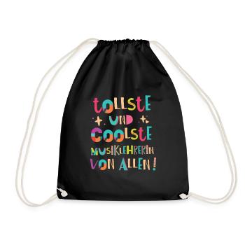 Tollste und Coolste Musiklehrerin Geschenk - Turnbeutel - Schwarz - Vorne