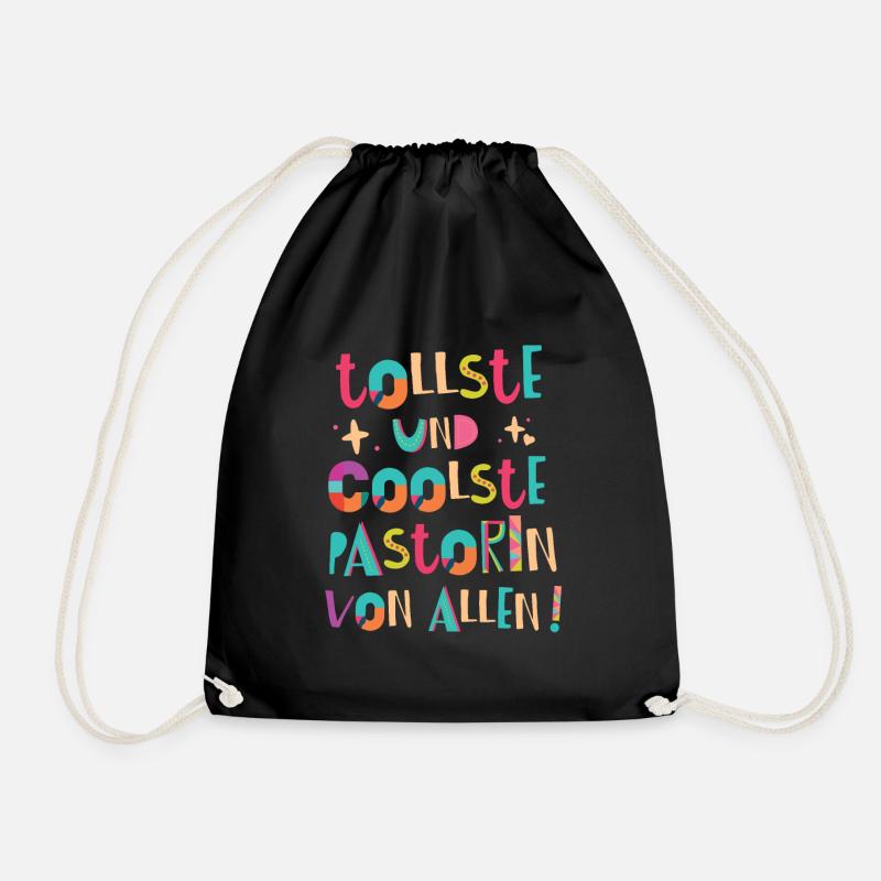 Tollste und Coolste Pastorin Geschenk - Turnbeutel - Schwarz