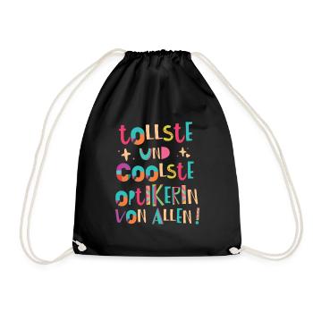 Tollste und Coolste Optikerin Geschenk - Turnbeutel - Schwarz - Vorne