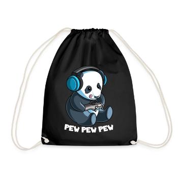 Gaming Panda Pew Video Game Computer Gamer - Drawstring Bag - black - Front
