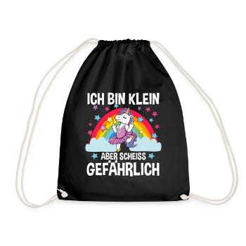 Einhorn Klein Aber Scheiß Gefährlich - Turnbeutel - Schwarz - Vorne