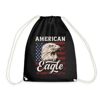 Aigle à tête blanche aigle américain Adler USA Drapeau - Sac de sport léger - noir - Devant