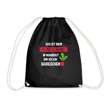 Menschen Kostüm In Wahrheit bin ich ein Radieschen - Turnbeutel - Schwarz - Vorne