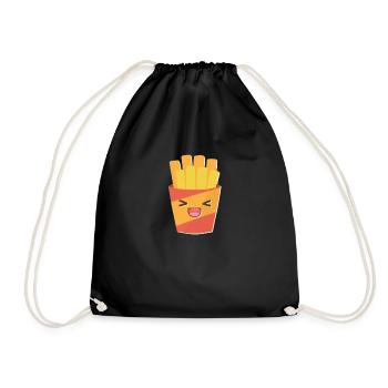 French Fries Kawaii Fast Food - Drawstring Bag - black - Front