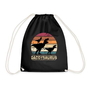 Daddysaurus Dinosaurier Kinder Dino Geschenkidee - Turnbeutel - Schwarz - Vorne