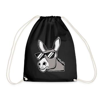 Âne Avec lunettes de soleil Maison Ferme Animaux Cadeau - Sac de sport léger - noir - Devant