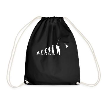 Angler Mit Angelrute Fischer Evolution Geschenk - Turnbeutel - Schwarz - Vorne