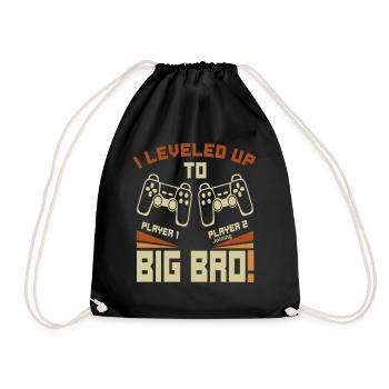 Video Gamer Gaming - I Leveled up to Big Bro - Drawstring Bag - black - Front