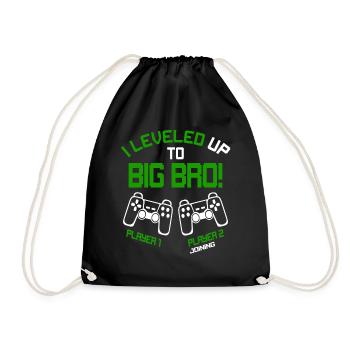I Leveled up to Big Bro - Gaming Video Gamer - Turnbeutel - Schwarz - Vorne