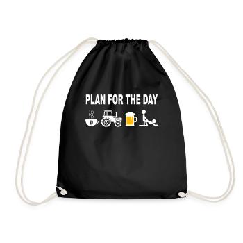 Landwirt Bauern Geschenk - Kaffee Traktor Bier Sex - Turnbeutel - Schwarz - Vorne