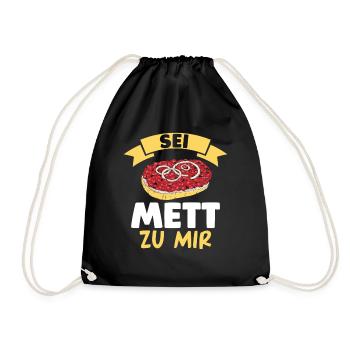 Metzger Mett Mettbrötchen - Turnbeutel - Schwarz - Vorne