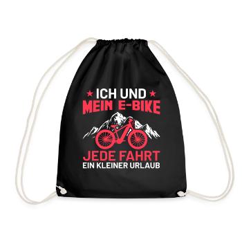 Ich und mein E-Bike | Lustiges Ebike Geschenk - Turnbeutel - Schwarz - Vorne