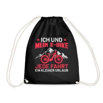 E-Bike | Lustiges Fahrradfahrer Sprüche Geschenk - Turnbeutel - Schwarz - Vorne