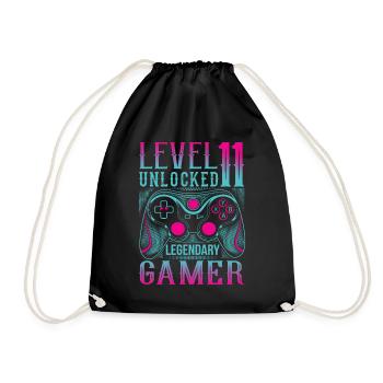11. Geburtstag Level 11 Gamer Gaming Zocken - Turnbeutel - Schwarz - Vorne