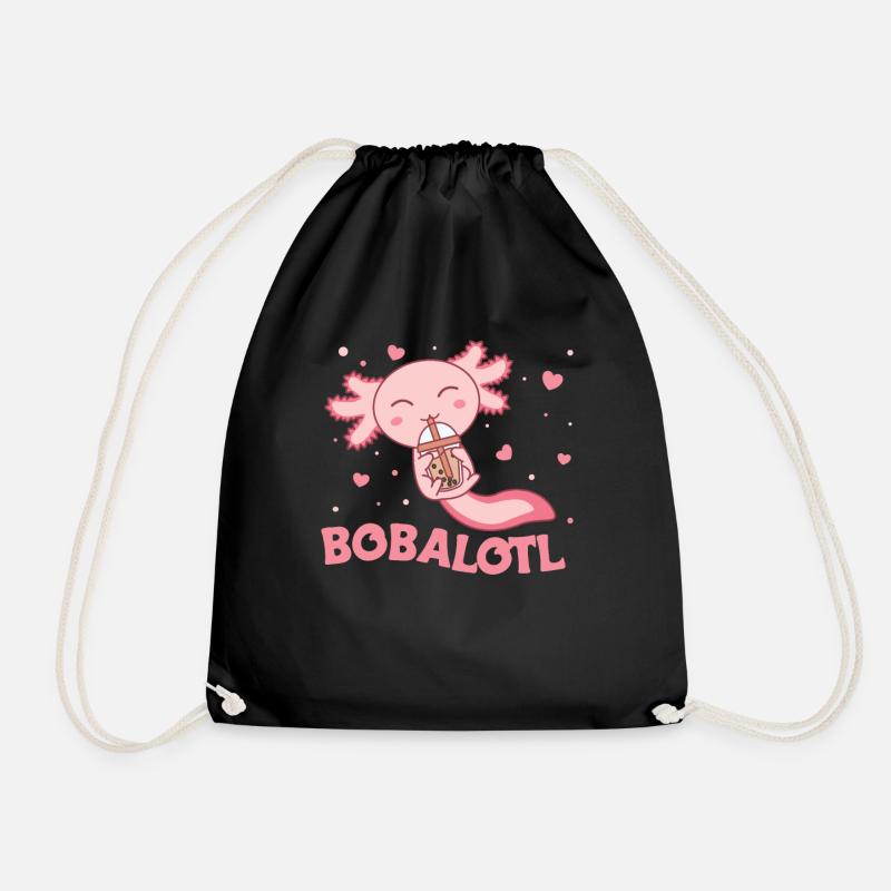 Bobalotl Axolotl Liebhaber süße Tiere Bubble Tea - Turnbeutel - Schwarz