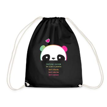 Destroy Racism - Be like a Panda - Drawstring Bag - black - Front