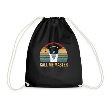 Call Me Master Lama With Glasses And Mortarboard - Drawstring Bag - black - Front