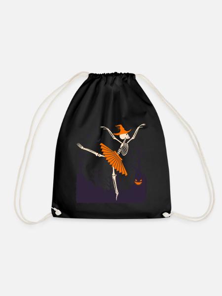 Halloween Dancing Skeleton Ballerina - Drawstring Bag - black