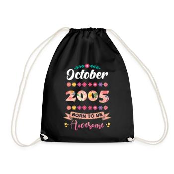 Birthday October 2005 Gift Woman - Drawstring Bag - black - Front