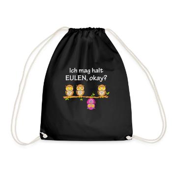 Ich Mag Halt Eulen Okay - Turnbeutel - Schwarz - Vorne