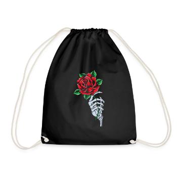Rose Rouge Squelette Main Rose Fleur Rose Rouge Gothique - Sac de sport léger - noir - Devant
