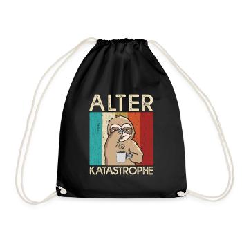 Old Disaster Sloth Facepalm Employee - Drawstring Bag - black - Front