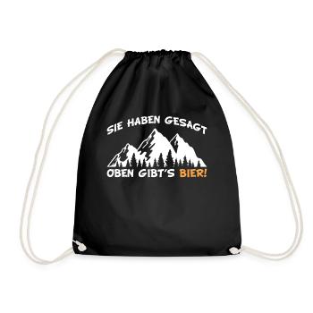 Wandern | Lustige Wander Sprüche Geschenke - Turnbeutel - Schwarz - Vorne