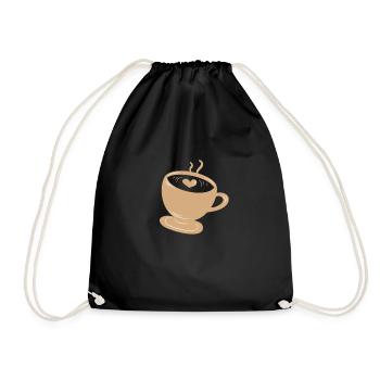 Kaffee Tshirt Käffchen Café Coffee Latte Espresso - Turnbeutel - Schwarz - Vorne