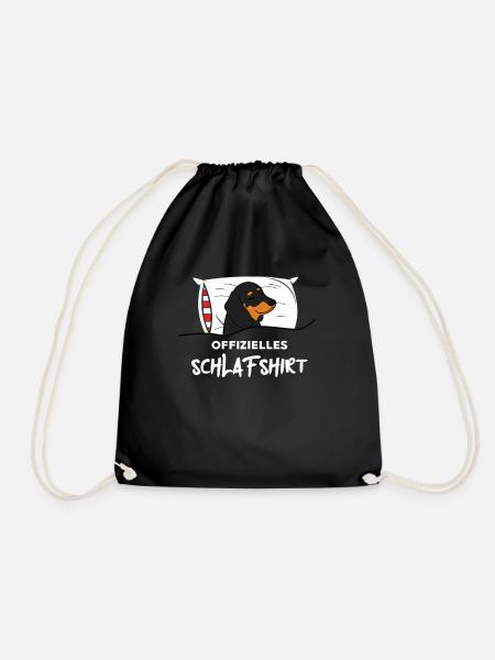 Offizielles Schlafshirt Schlafanzug Dackel Hund - Turnbeutel - Schwarz