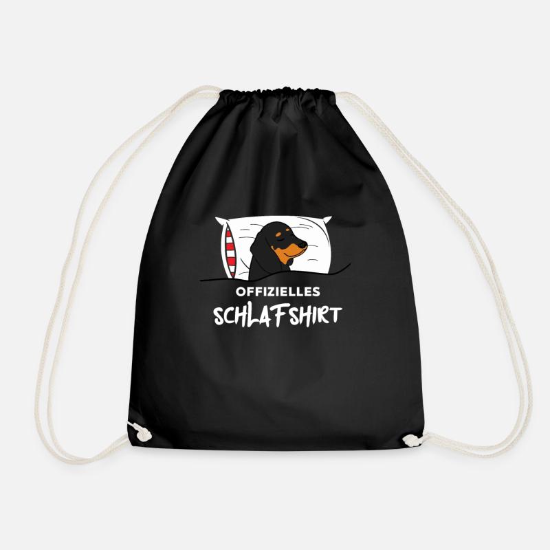 Offizielles Schlafshirt Schlafanzug Dackel Hund - Turnbeutel - Schwarz