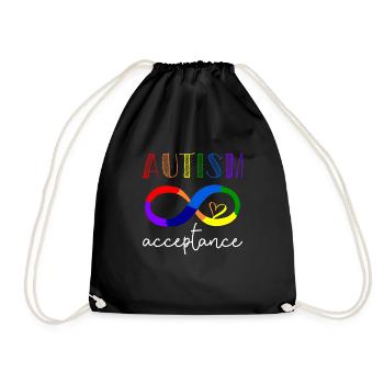 Autism Acceptance Awareness Vintage Colorful - Drawstring Bag - black - Front