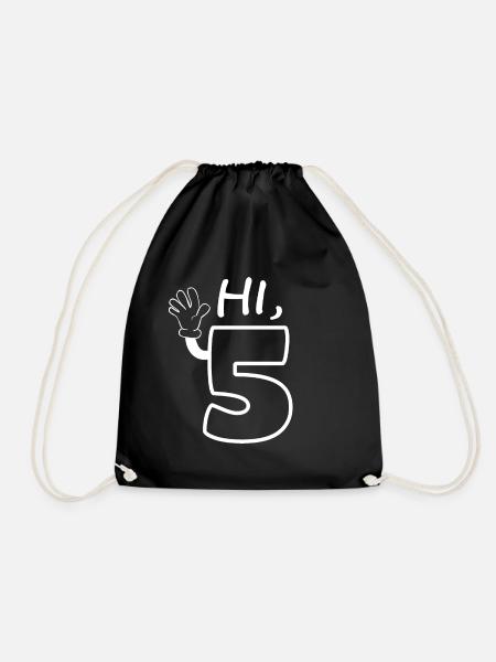 Hi Five Birthday Hi 5 Jahre Geburtstag Kinder - Turnbeutel - Schwarz