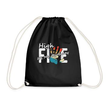 Hi Five Birthday Hi 5 Jahre Geburtstag Geschenk - Turnbeutel - Schwarz - Vorne