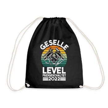 Geselle 2022 Gesellenprüfung Bestanden Level - Turnbeutel - Schwarz - Vorne