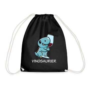 Vinodino Vinosaur Vinosaurus Rex Wine Vino - Drawstring Bag - black - Front