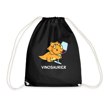 Vinodino Vinosaur Vinosaurus Rex Wine Vino - Drawstring Bag - black - Front