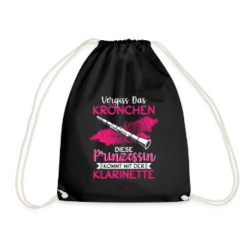 Vergiss Das Krönchen Prinzessin Klarinette - Turnbeutel - Schwarz - Vorne