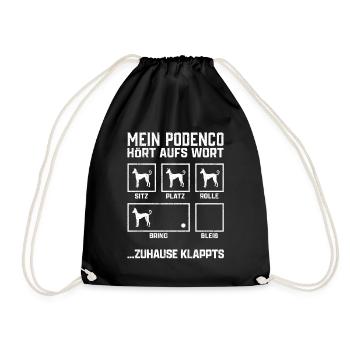 Podenco Hundetricks spanischer Jagdhund Geschenk - Turnbeutel - Schwarz - Vorne