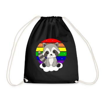Arc-en-ciel Raton laveur doux pour les enfants - Sac de sport léger - noir - Devant