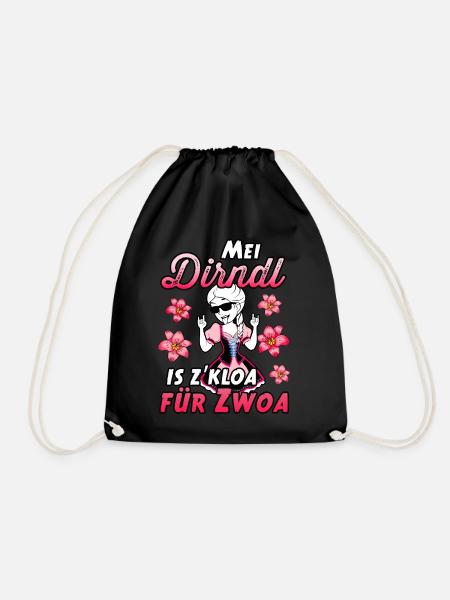 Mei Dirndl is z kloa für Zwoa Damen Trachten Shirt - Turnbeutel - Schwarz