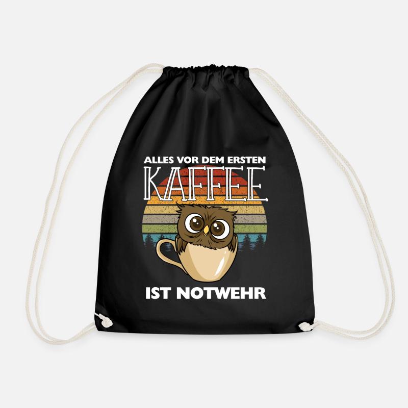Kaffee Eule Langschläfer Morgenmuffel Koffein - Turnbeutel - Schwarz