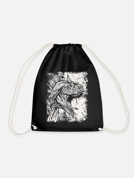 Carnotaurus Dinosaur Grunge Prehistoric Dino - Drawstring Bag - black