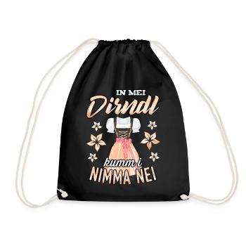 In mei Dirndl kumm i nimma nei Trachtenshirt Damen - Turnbeutel - Schwarz - Vorne