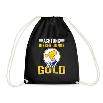 Dieser Junge darf Schwimmen Gold Bestanden - Turnbeutel - Schwarz - Vorne