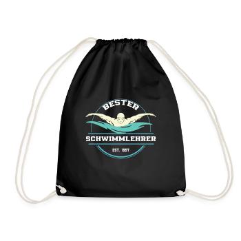 Bester Schwimmlehrer Schwimmen Schwimmtrainer - Turnbeutel - Schwarz - Vorne