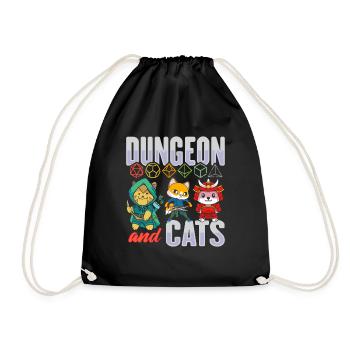 Dungeon and Cats Shirt pour les joueurs de RPG - Sac de sport léger - noir - Devant