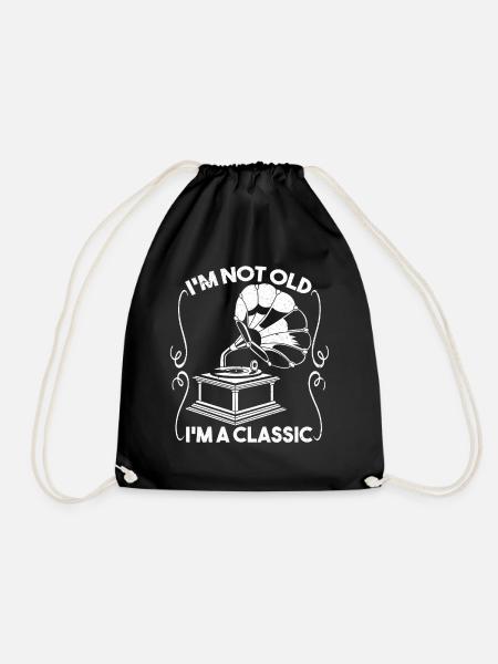 Im Not Old Im A Classic Gramophone Turntable - Drawstring Bag - black