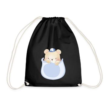 Marsupium Baby Teddy Bear - Drawstring Bag - black - Front